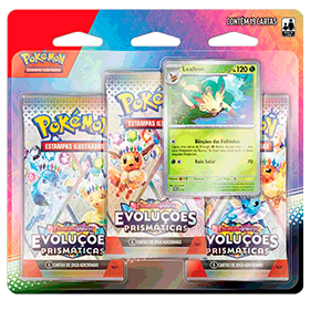 (pt br) blister triplo escarlate e violeta 8.5 evoluções prismáticas leafeon